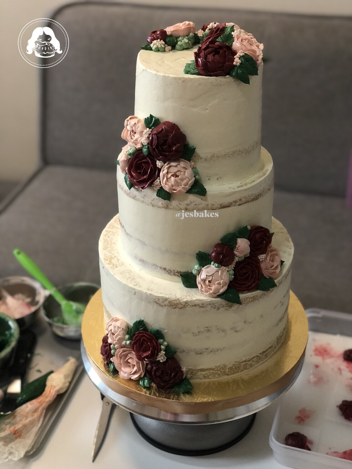 Medium Sized 3-Tier Naked Wedding Cake