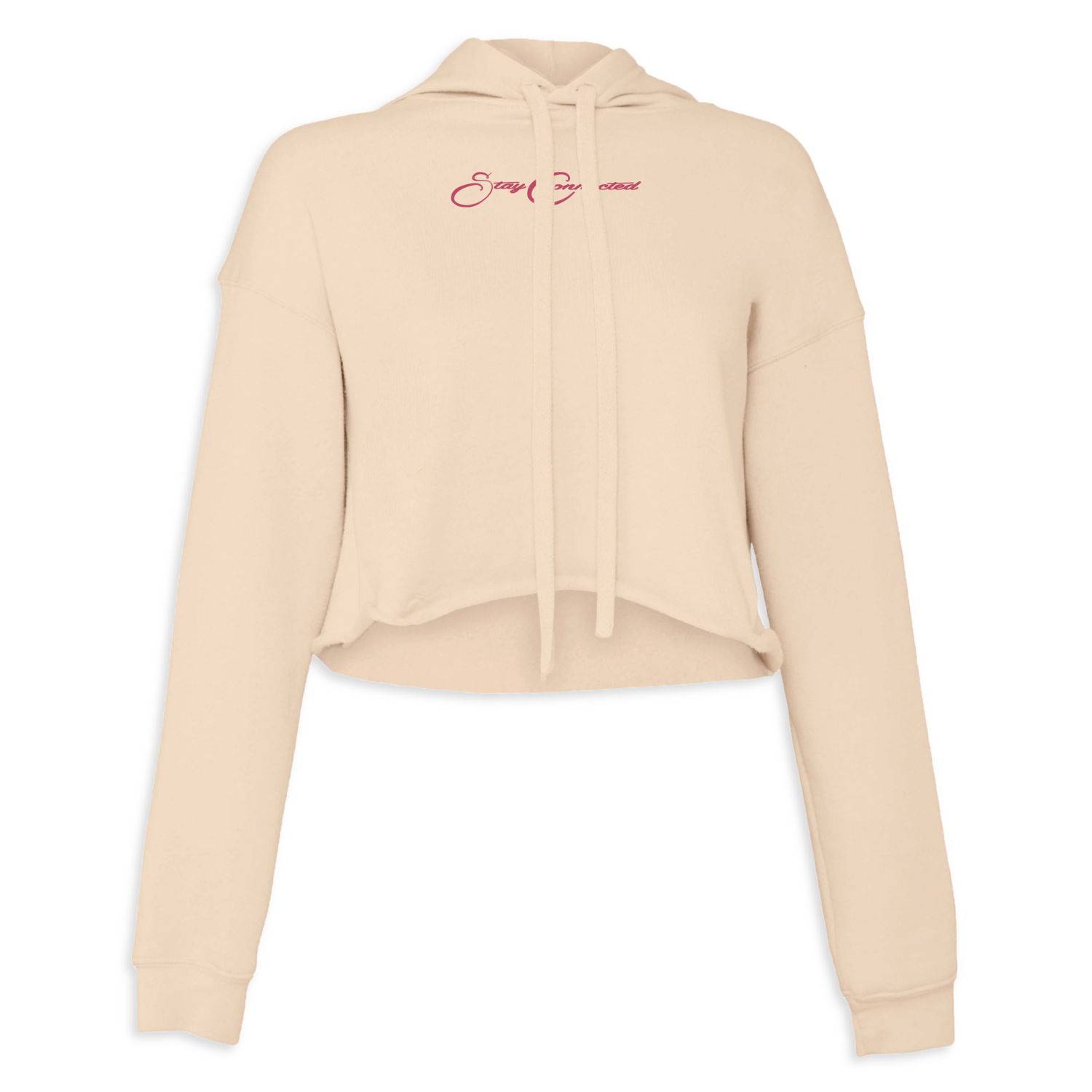 Stay Connected Crop Top Hoodie (Creme/Mauve)