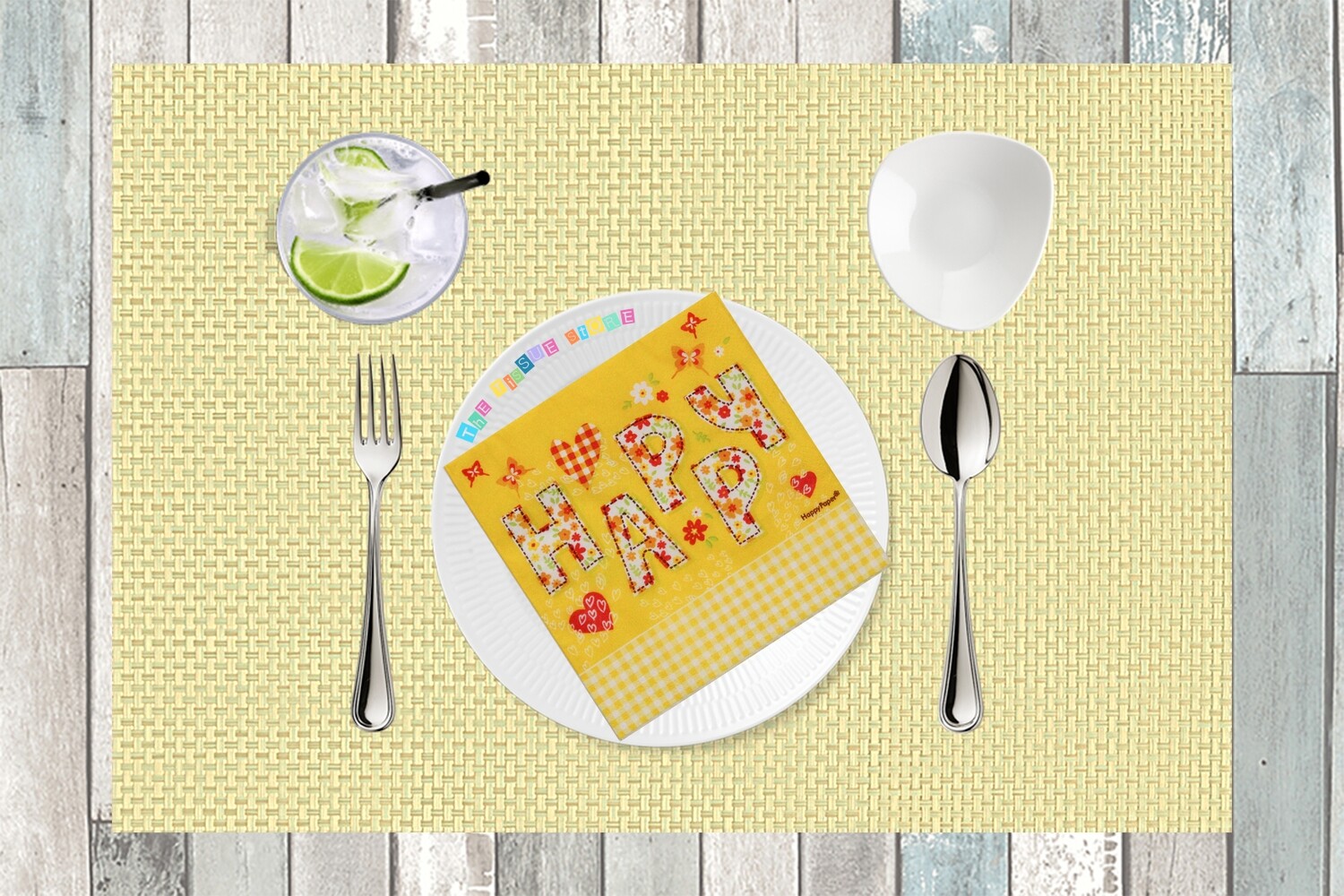 HAPPY Yellow Paper Napkin 13x13 - (Pack of 20) Out of Stock