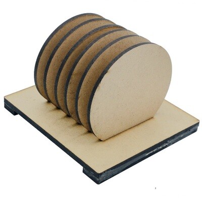 Coaster with Stand MDF Circle 6Pcs Set (for Craft/Activity/Decoupage/Painting/DIY)