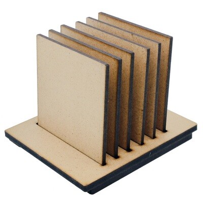 Coaster with Stand MDF Square 6Pcs Set (for Craft/Activity/Decoupage/Painting/DIY)