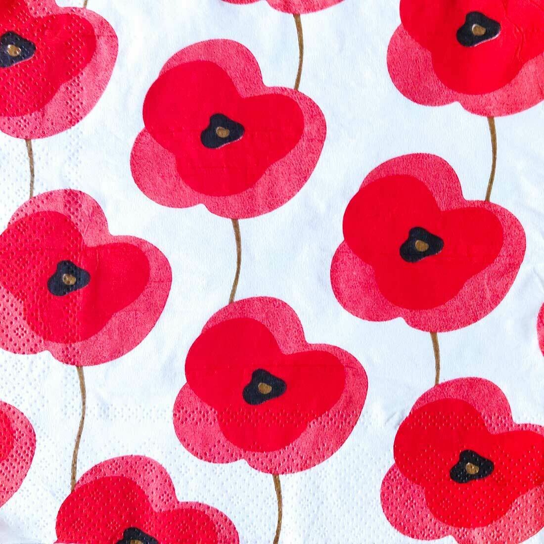 Floral Poppy Red Paper Napkin 13x13 - (Pack of 20) Out of Stock