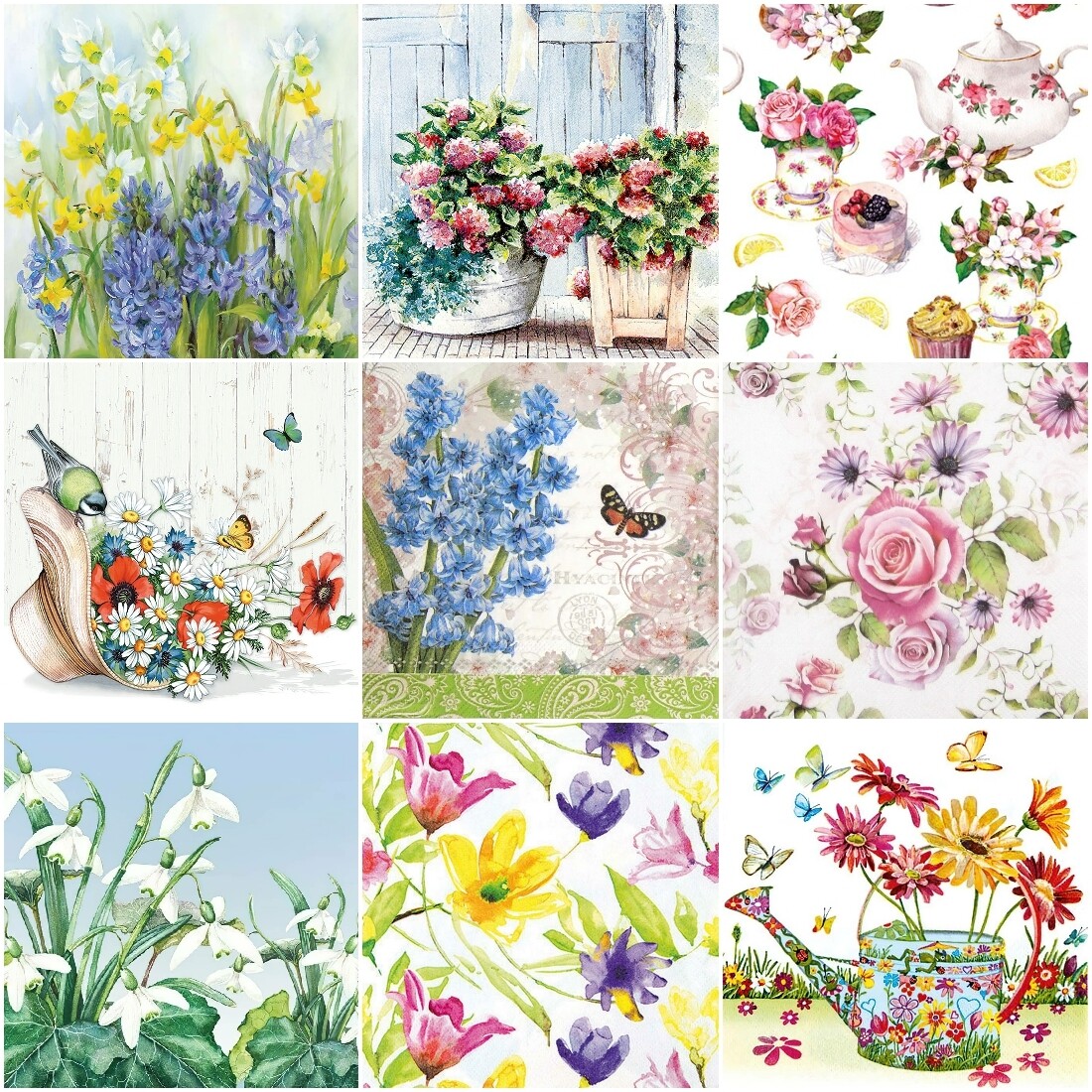Decoupage Paper Napkins - Floral B 13x13 (9 Sheets) Out of Stock