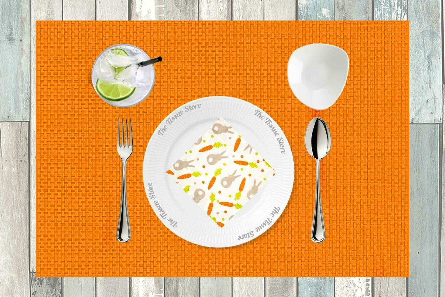 Breakfast / Cocktail Paper Napkin -Bunny &amp; Carrot Print - (Pack of 20) Out of Stock