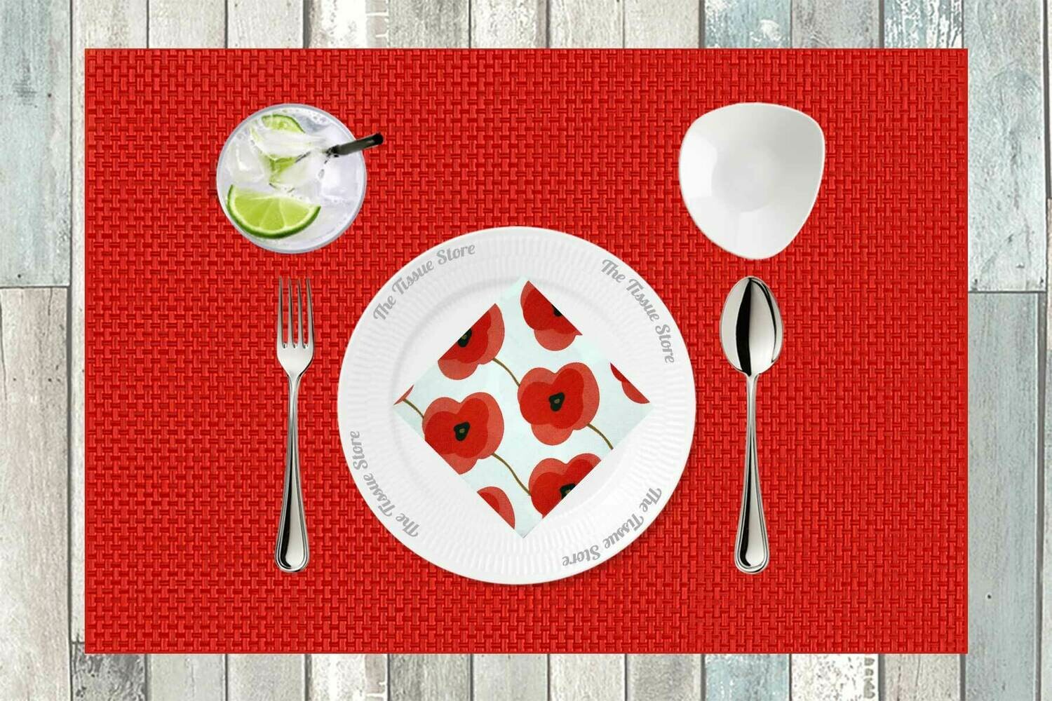 Breakfast / Cocktail Paper Napkin -Red Flower Print - (Pack of 20) Out of Stock