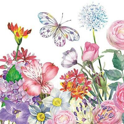 Decoupage Paper Napkins - Butterflies - Flower Garden