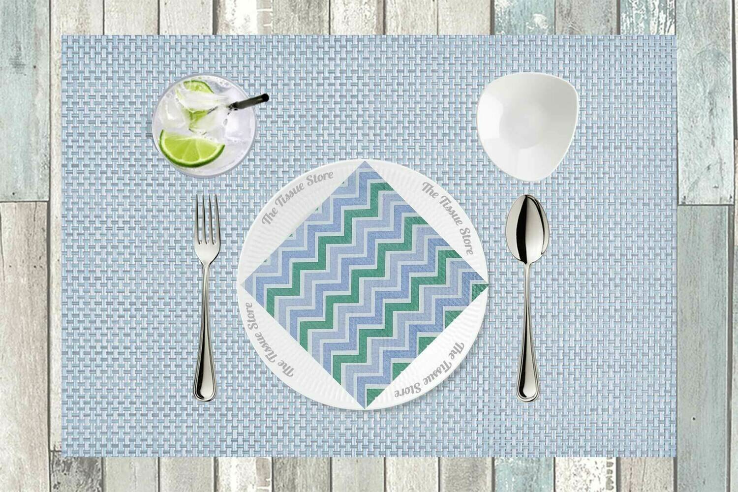 Chevron Blue & Green Paper Napkin 16x16 - (Pack of 20) Out of Stock