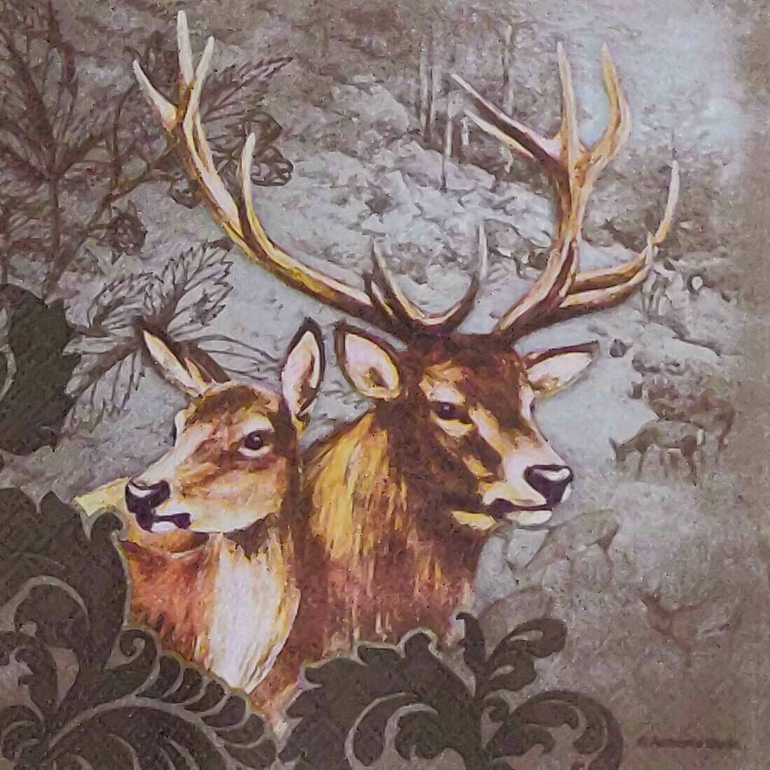Decoupage Paper Napkins - Animals - Deer's - 13x13 - (1 Sheet)