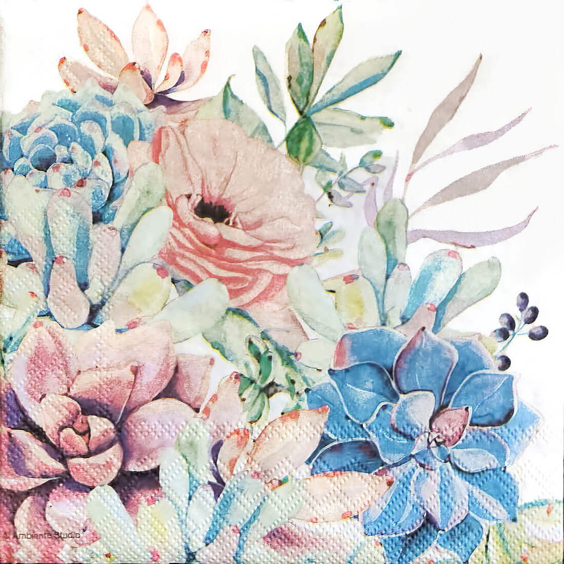 Decoupage Paper Napkins - Succulent Love (1 Sheet)