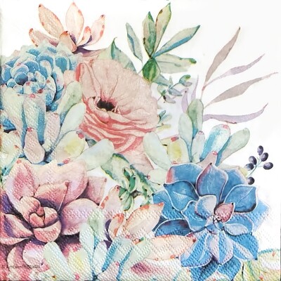 Decoupage Paper Napkins - Succulent Love (1 Sheet)