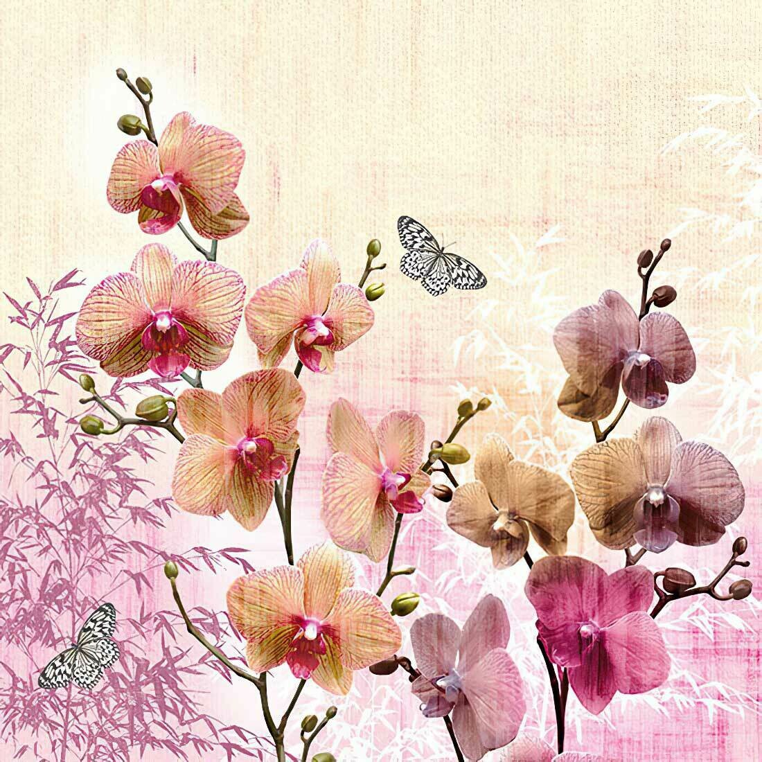 Decoupage Paper Napkins - Floral - Orient Orchids 13x13 (1 Sheet)