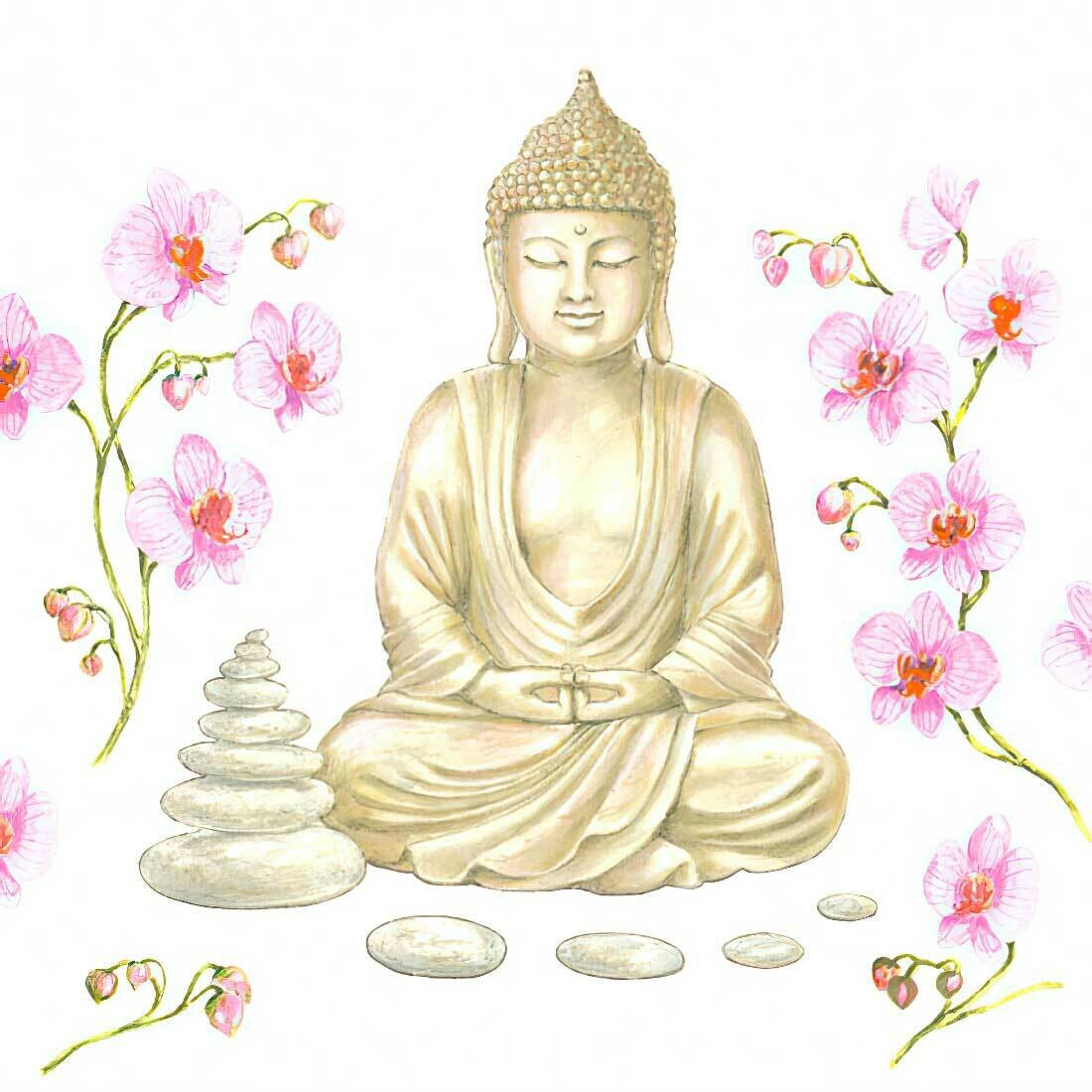Decoupage Paper Napkins - Buddha Flowers 13x13 (1 Sheet)