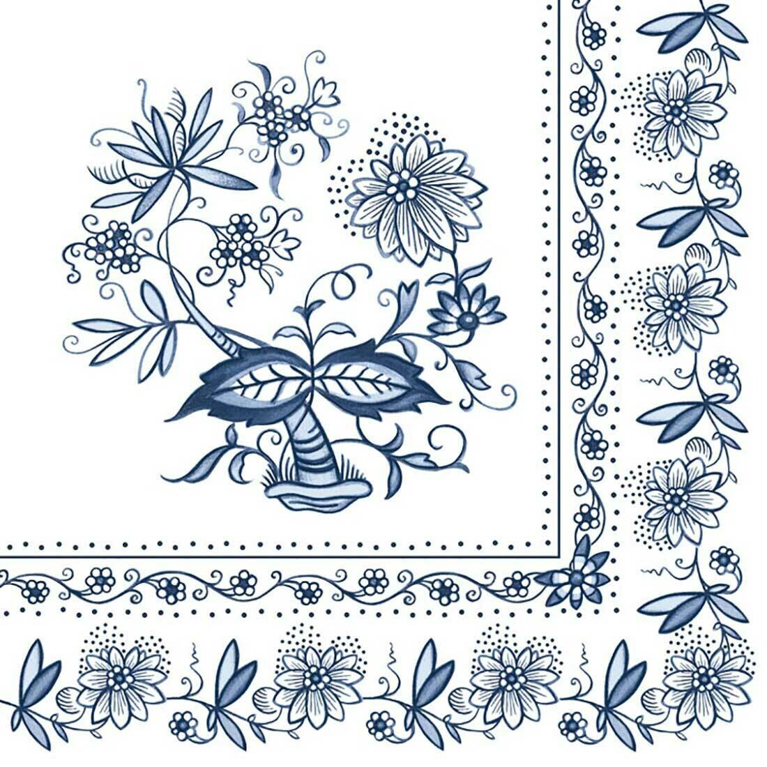 Decoupage Paper Napkins - Floral - Blue Onion (1 Sheet)