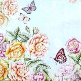 Decoupage Paper Napkins - Floral Botanical Garden Sky Blue (1 Sheet)