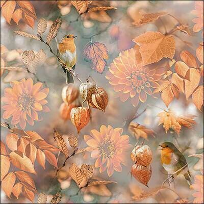 Decoupage Paper Napkins - Bird - Orange Autumn (1 Sheet)