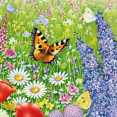 Decoupage Paper Napkins - Butterfly- Summer Meadow (1 Sheet)