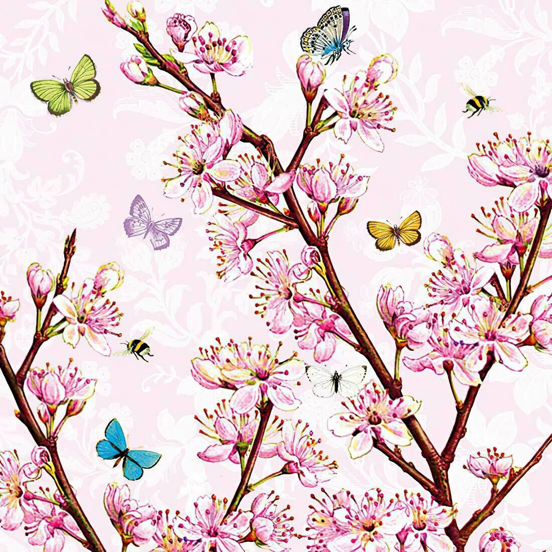 Decoupage Paper Napkins - Butterfly- Blossom Rose (1 Sheet)