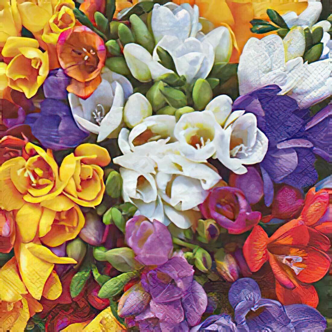 Decoupage Paper Napkins - Floral - Variety of Freesias (1 Sheet)