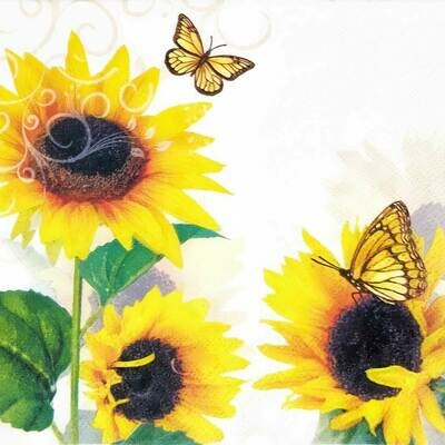 Decoupage Paper Napkins - Floral - Sunny Butterfly Sunflower (1 Sheet)