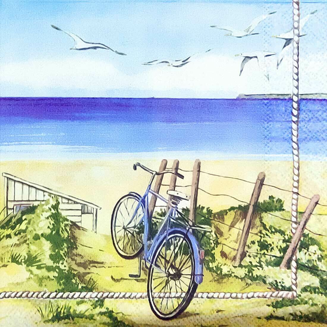Decoupage Paper Napkins - Beach Bicycle 13x13 (1 Sheet)