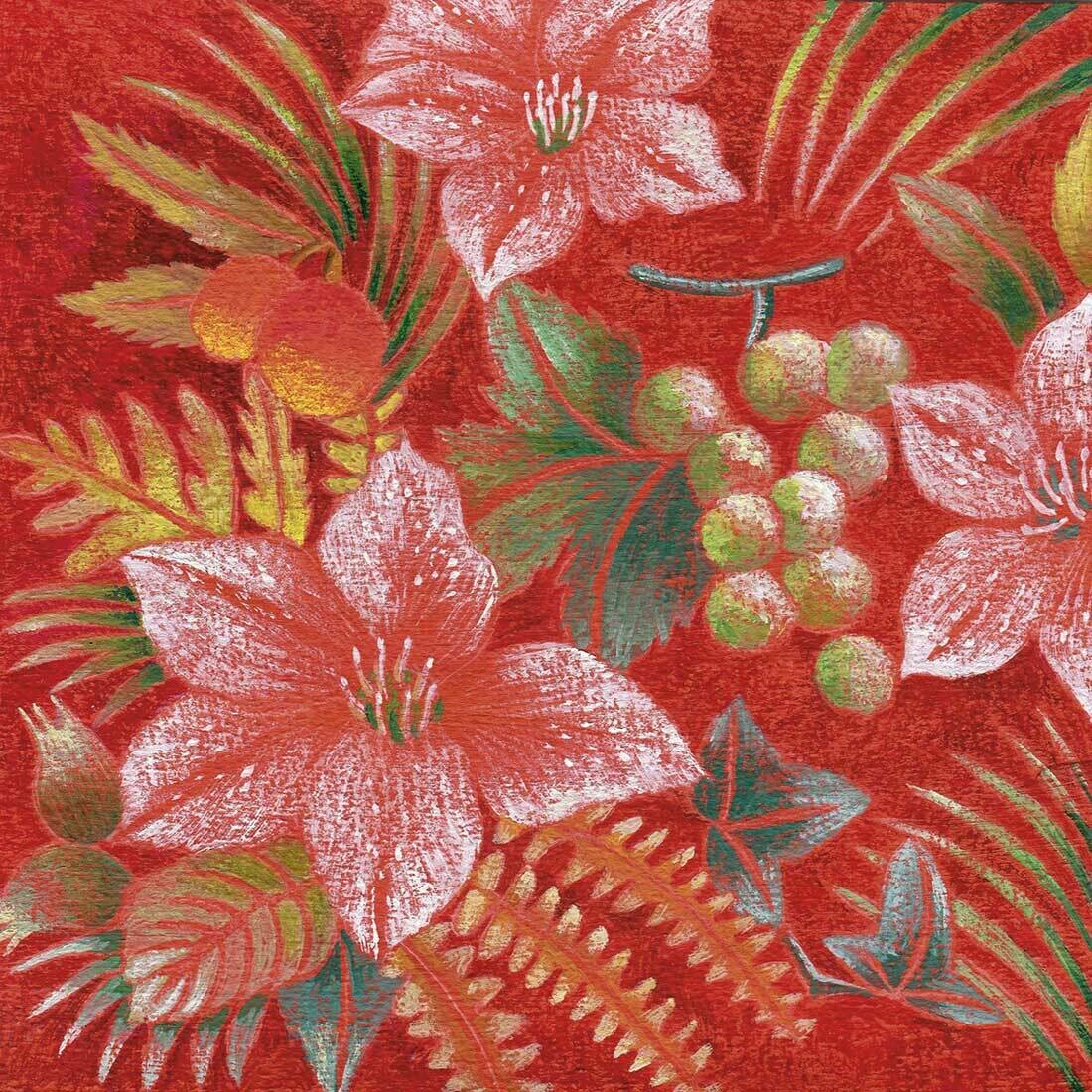 Decoupage Paper Napkins - Floral - Fiore Rosso 13x13 (1 Sheet) Out of Stock