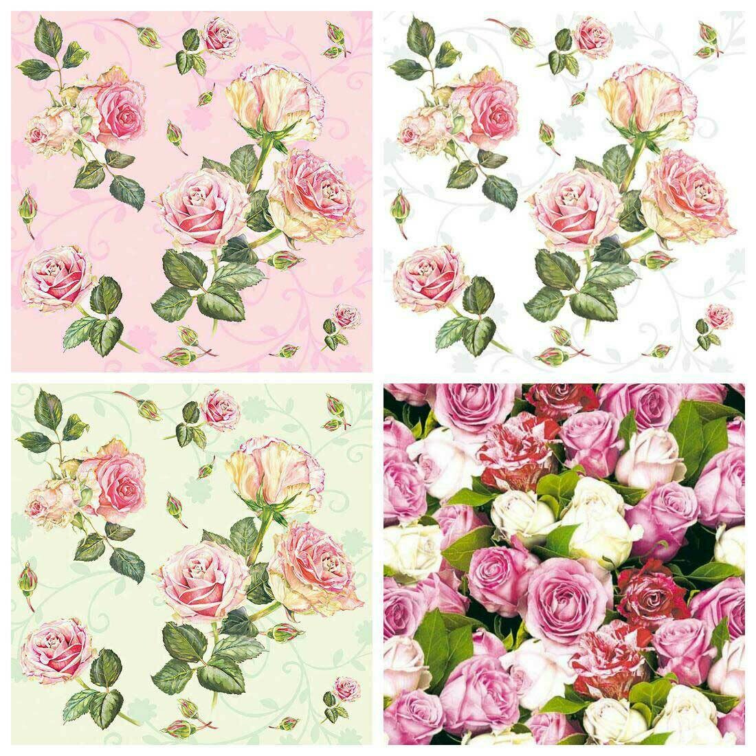 Decoupage Paper Napkins - Floral 26 - Roses 13x13 (4 Sheets) Out of Stock
