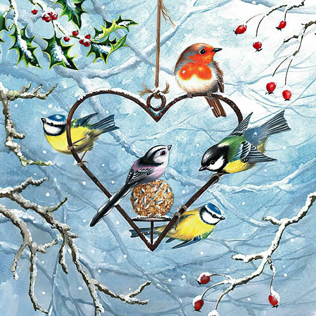 Decoupage Paper Napkins - Bird - Heart Shaped Feeder (1 Sheet) Out of Stock