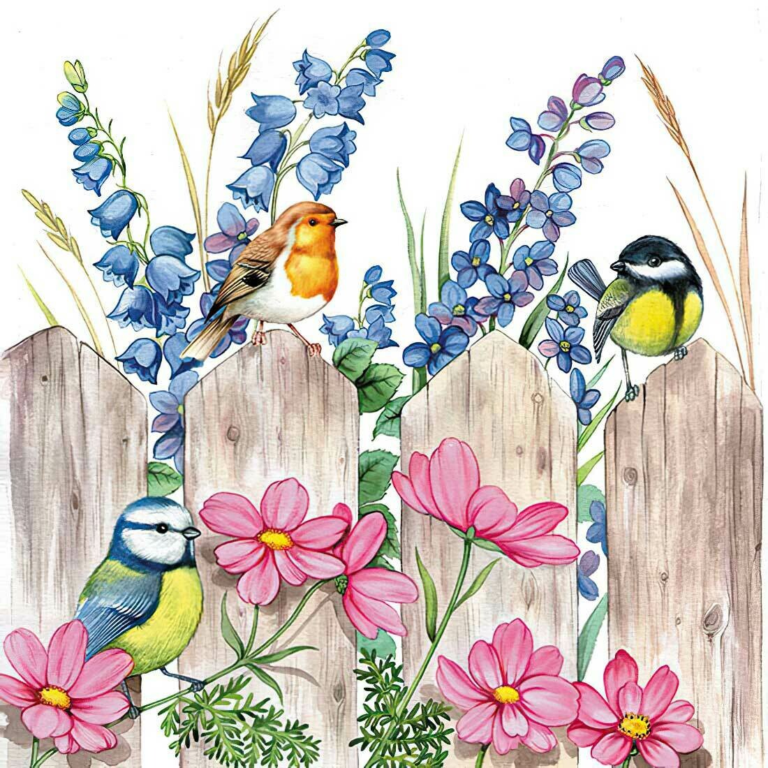 Decoupage Paper Napkins - Bird - Birds On A Fence (1 Sheet) Out of Stock