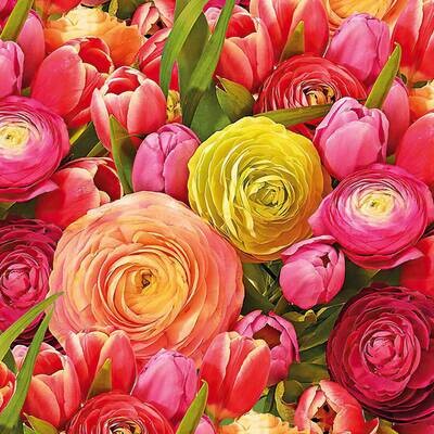 Decoupage Paper Napkins - Floral - Ranunculus 13x13 (1 Sheet)