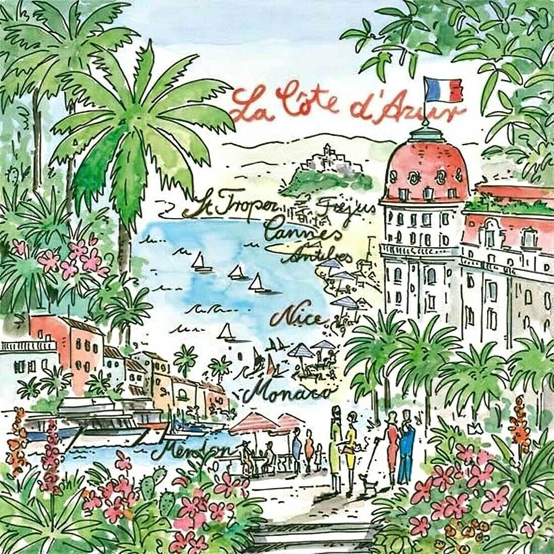 Decoupage Paper Napkins - Outdoor/Scenic - Cote D Azur 13x13 (1 Sheet) Out of Stock