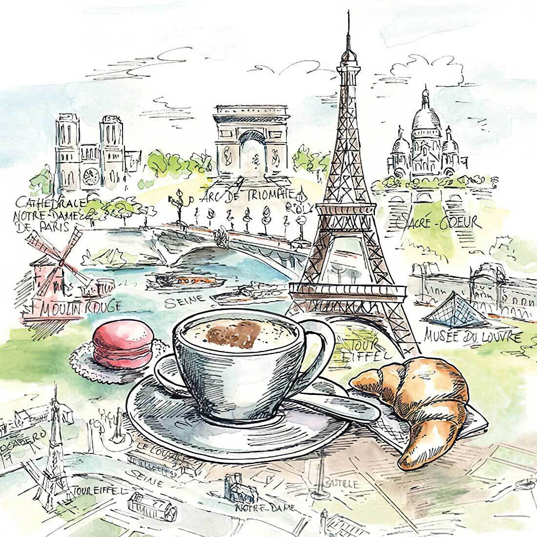 Decoupage Paper Napkins - Outdoor/Scenic -French Breakfast 13x13 (1 Sheet) Out of Stock