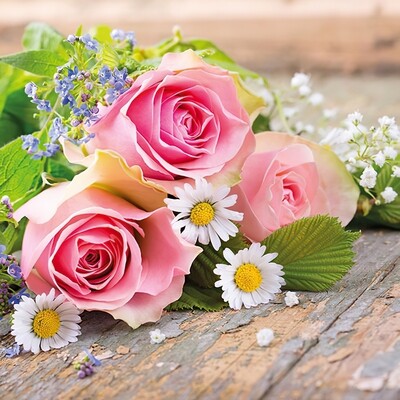 Decoupage Paper Napkins - Floral - Roses Pink (1 Sheet)