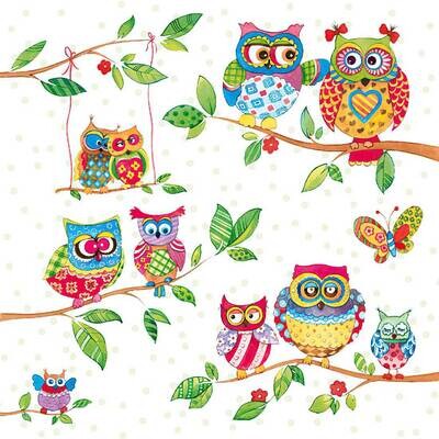 Decoupage Paper Napkins - Bird - Owls In Summerland (1 Sheet)
