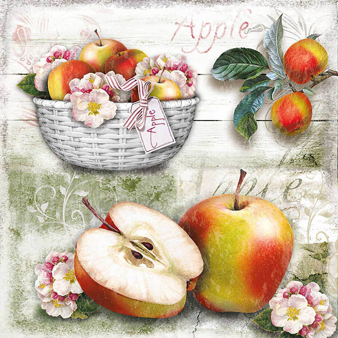 Decoupage Paper Napkins - Food & Drinks - Apple Basket 13x13 (1 Sheet)