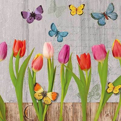 Decoupage Paper Napkins - Floral - Spring Collage Grey 13x13 (1 Sheet)