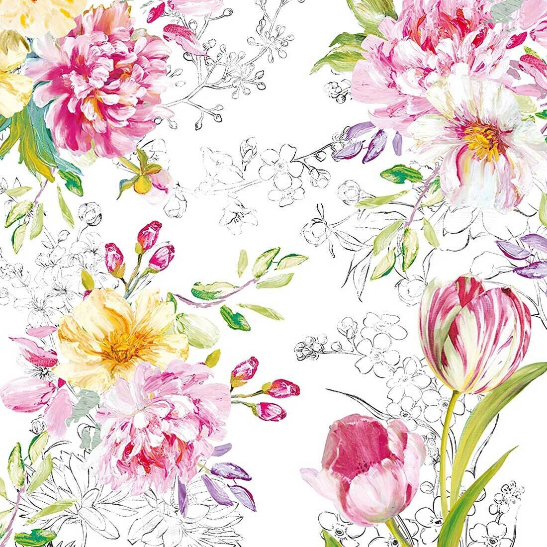Decoupage Paper Napkins - Floral - Queens Garden (1 Sheet) Out of Stock