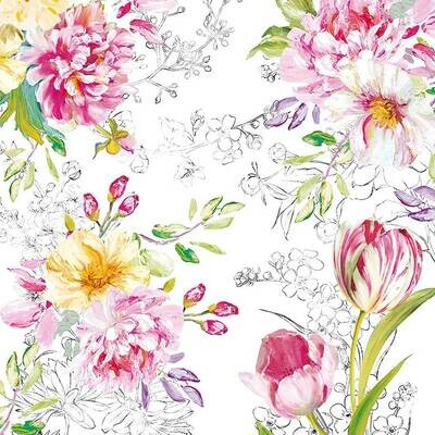 Decoupage Paper Napkins - Floral - Queens Garden (1 Sheet)