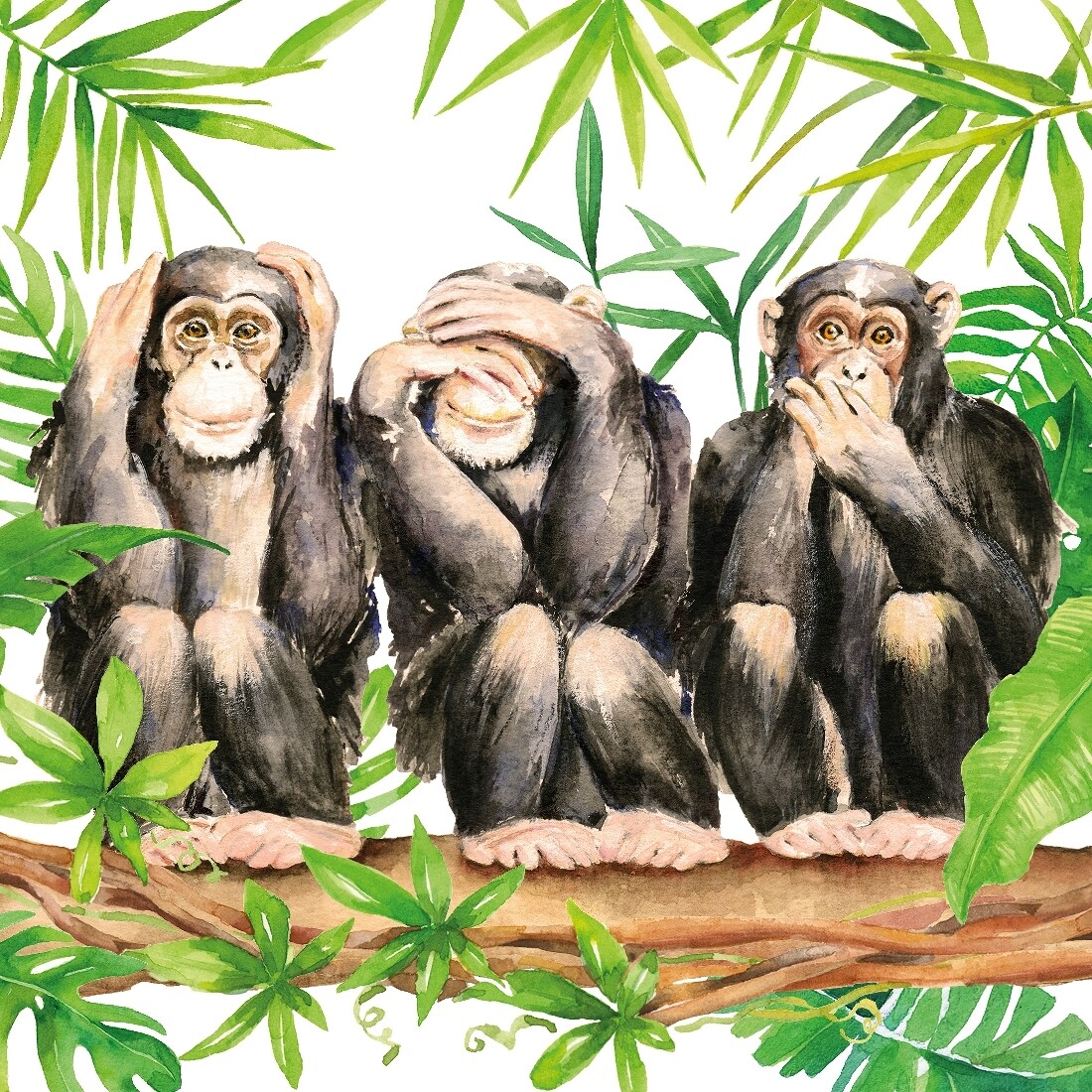 Decoupage Paper Napkins - Animals - Three Apes (1 Sheet)