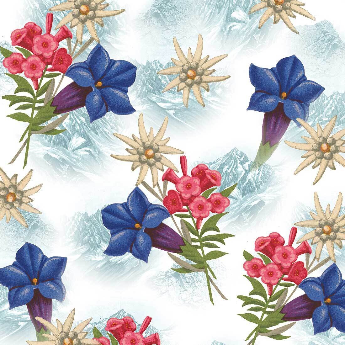 Decoupage Paper Napkins - Floral - Alpine Flowers (1 Sheet) Out of Stock
