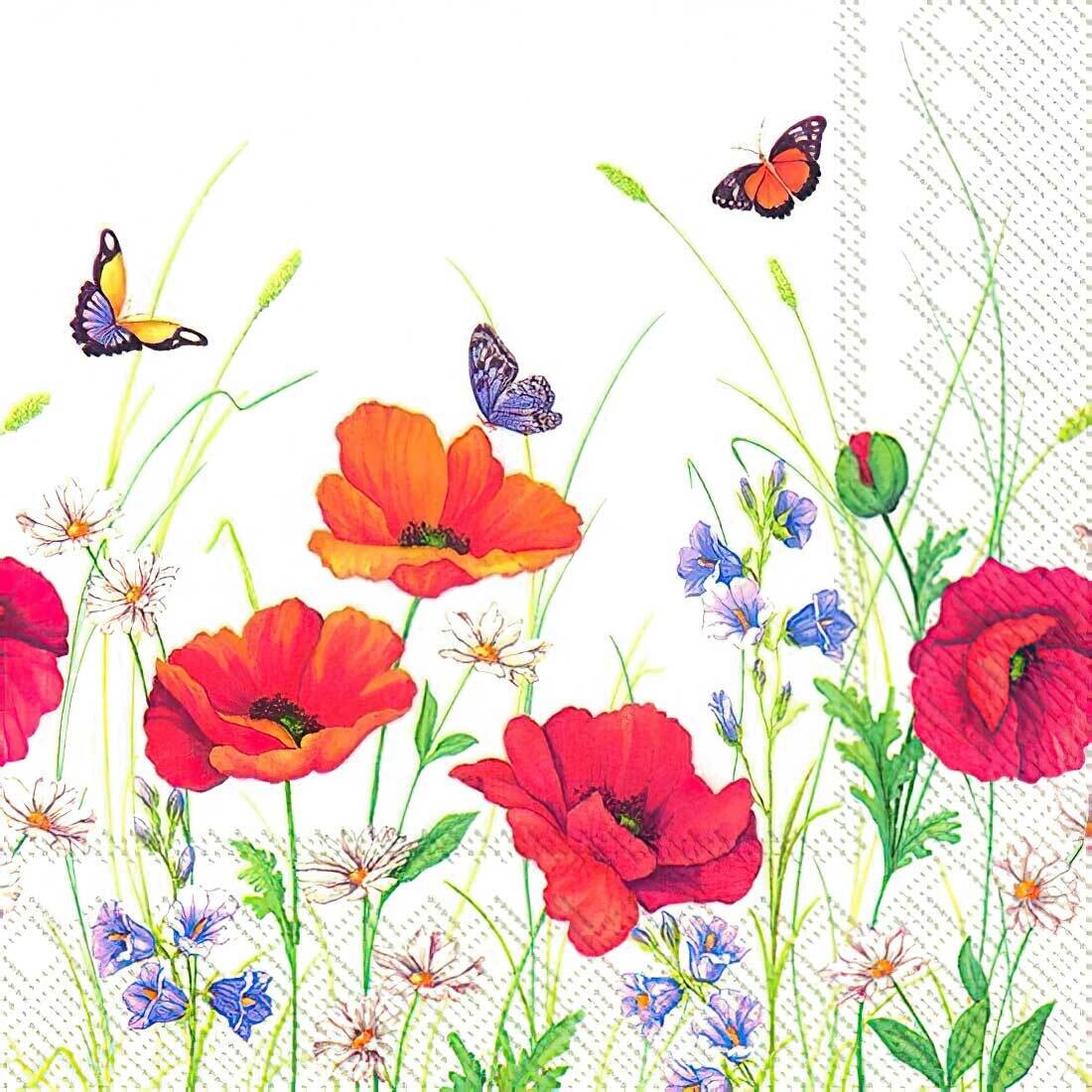 Decoupage Paper Napkins - Butterflies - Summer Meadow (1 Sheet)