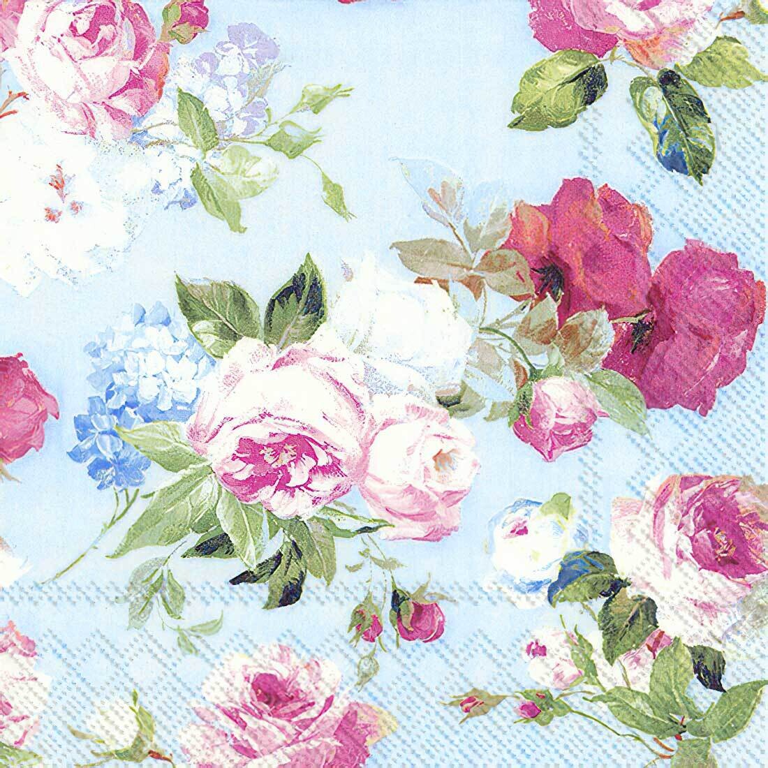 Decoupage Paper Napkins - Floral - Scarlet Light Blue Rose (1 Sheet) OUT OF STOCK