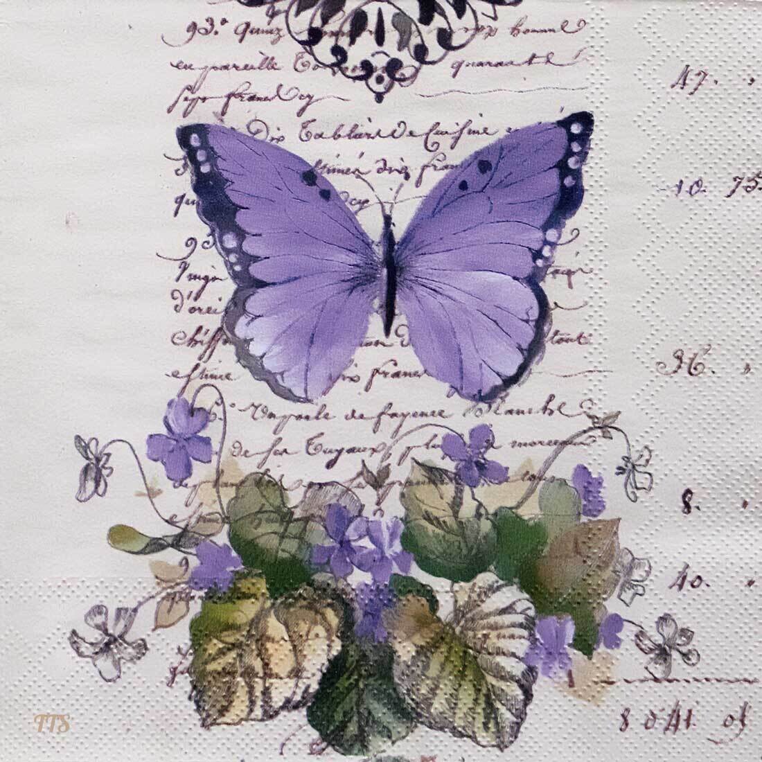 Decoupage Paper Napkins - Butterflies - Moments Of Romance Cream (1 Sheet) OUT OF STOCK