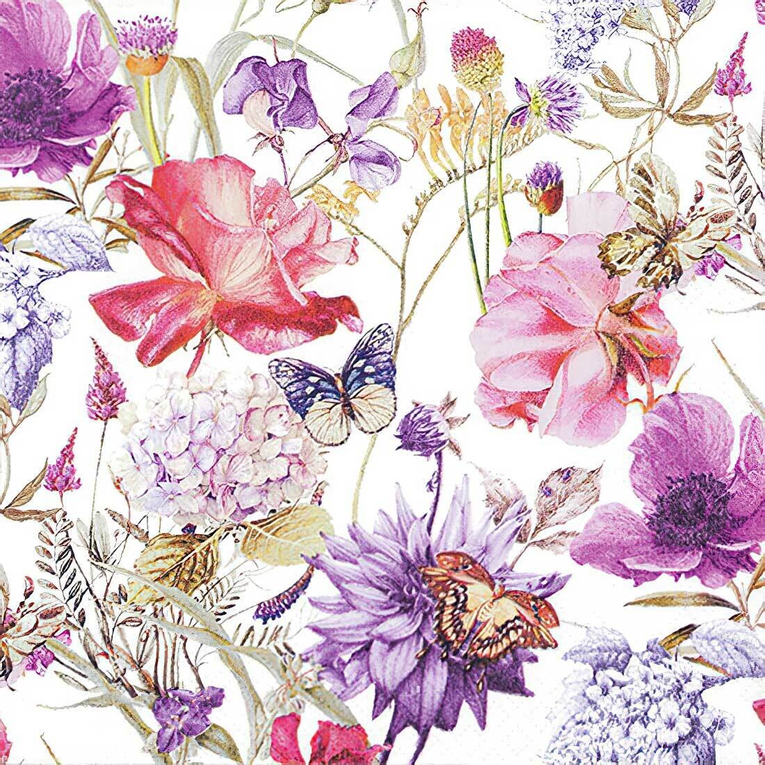 Decoupage Paper Napkins - Butterflies -  Floral Poem (1 Sheet)