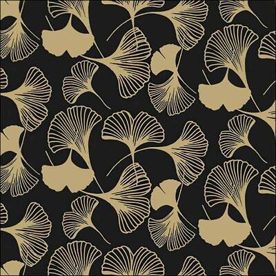 Decoupage Paper Napkins - Pattern - Gingko Black/Gold (1 Sheet)