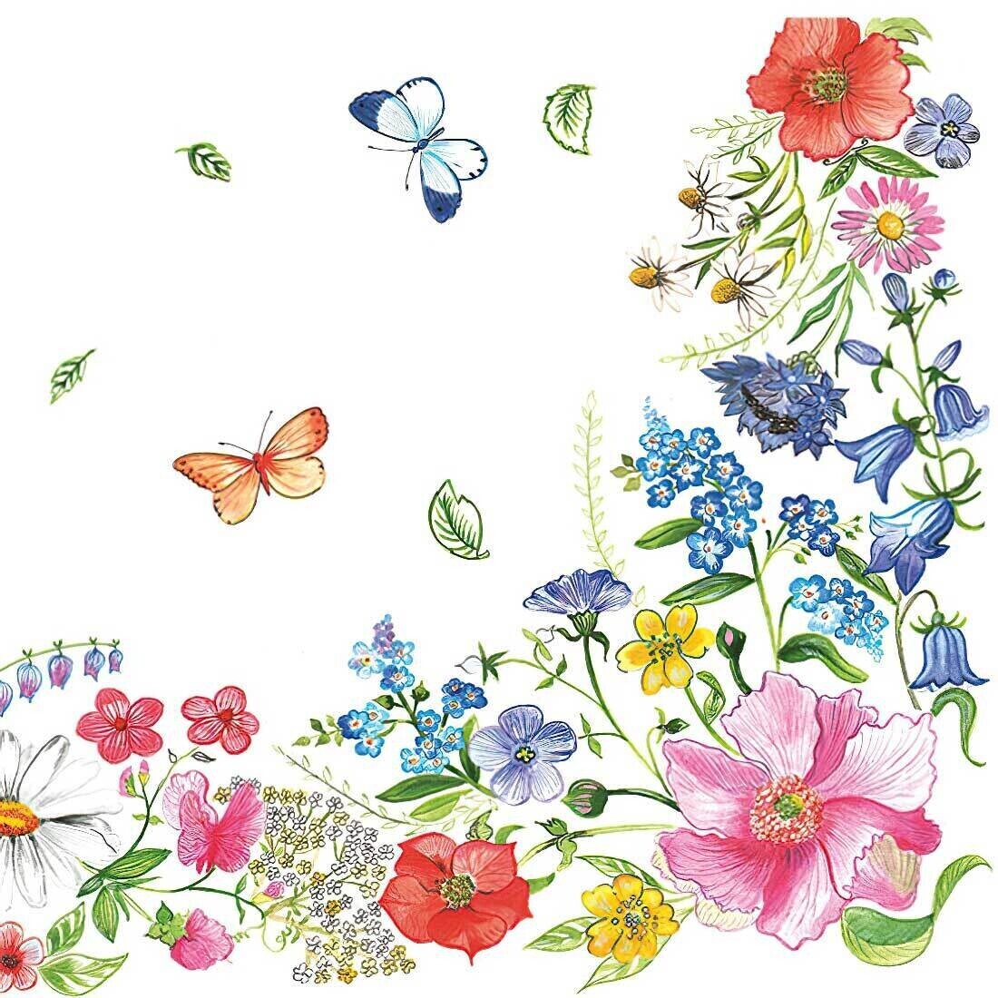 Decoupage Paper Napkins - Butterflies - Blossom Border (1 Sheet)