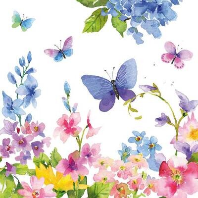 Decoupage Paper Napkins - Butterflies - Blue Spring (1 Sheet) Out of Stock