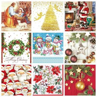 Decoupage Paper Napkins - Christmas/Xmas - Set 6 (9 Sheets)