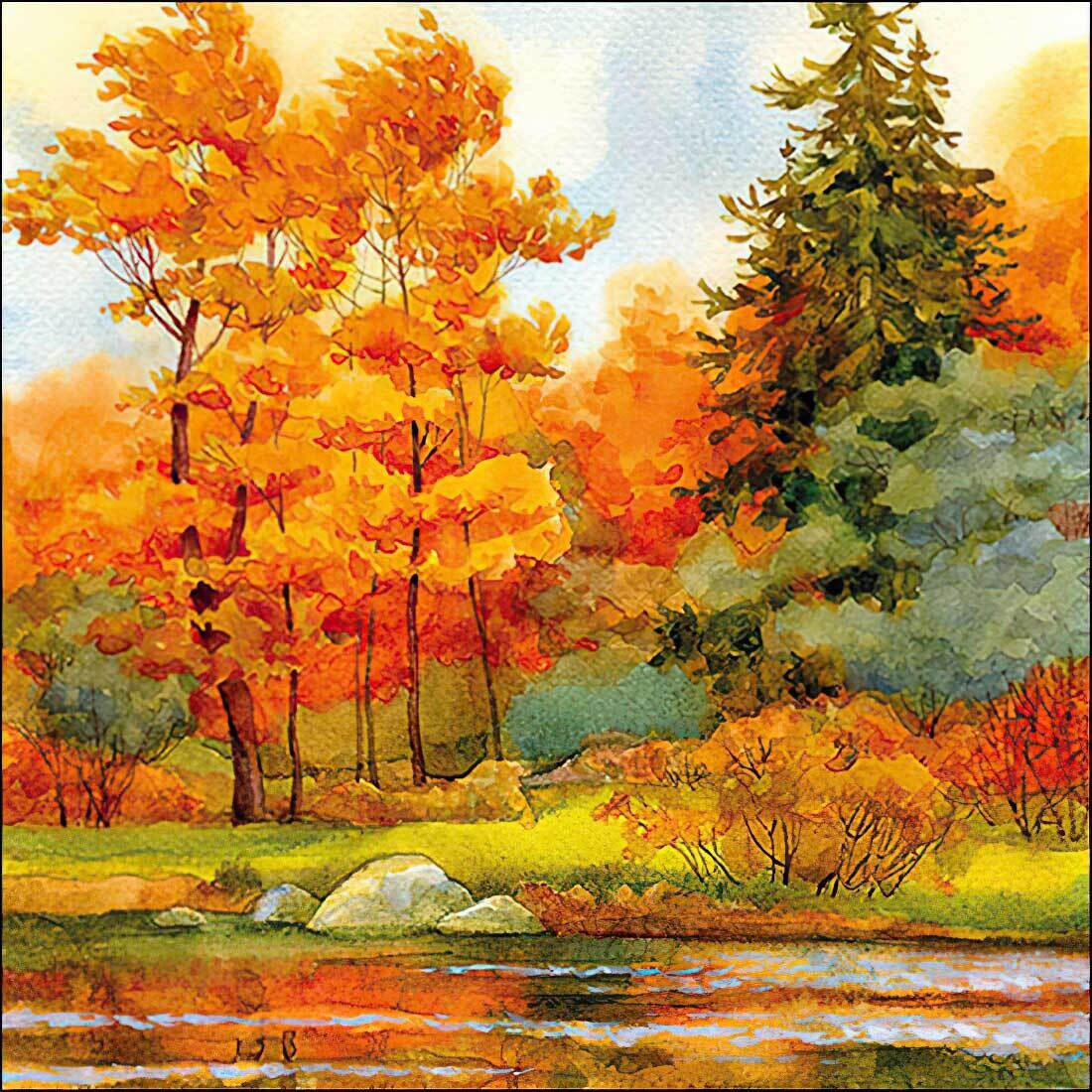 Decoupage Paper Napkins - Outdoor/Scenic - Forest Lake (1 Sheet)