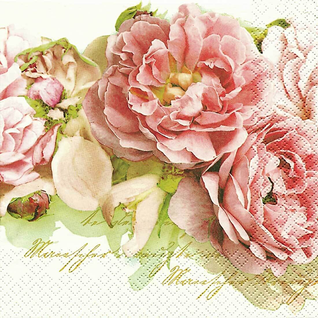Decoupage Paper Napkins - Floral -  Mary Roses (1 Sheet)