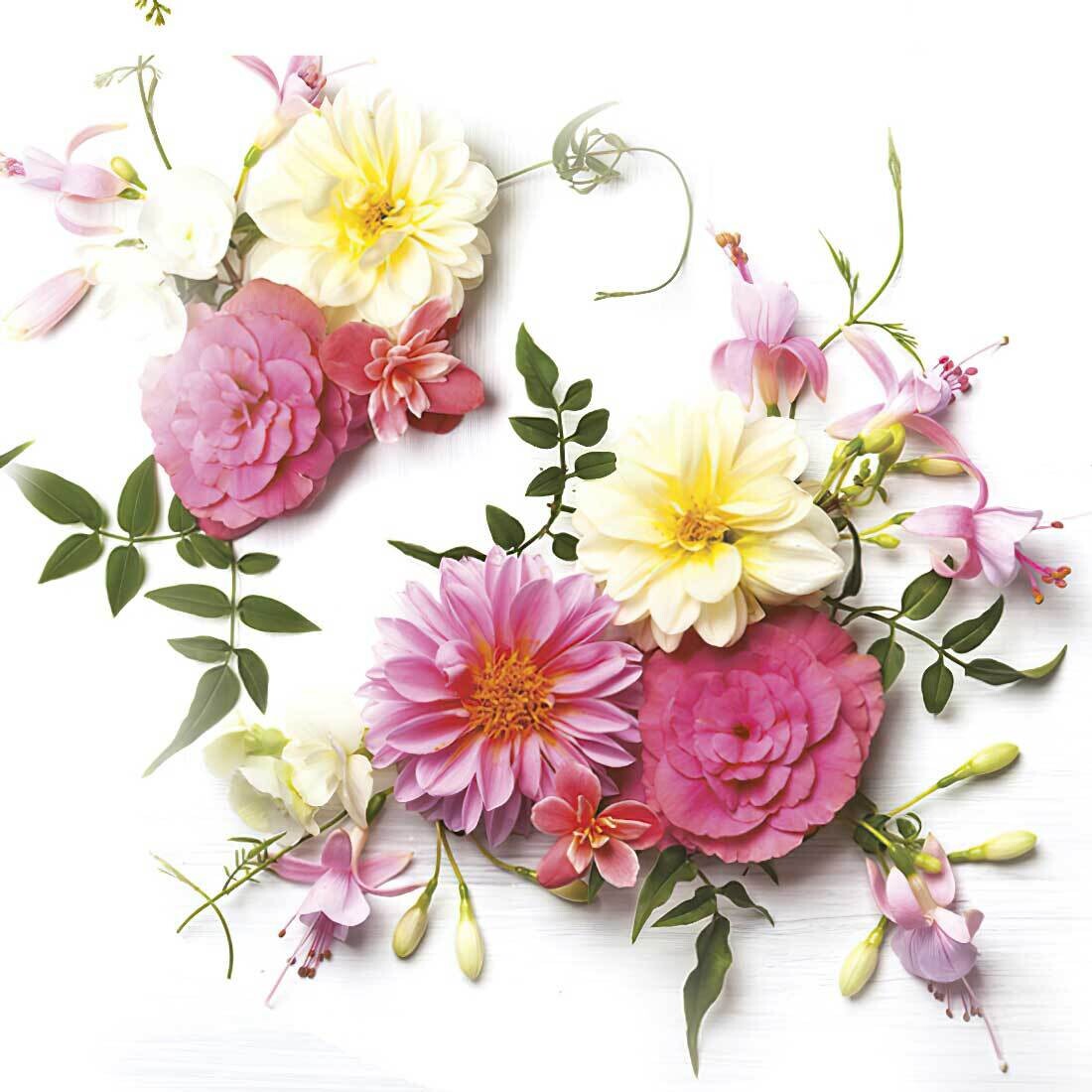Decoupage Paper Napkins - Floral -  Delicate Flowers Composition (1 Sheet)